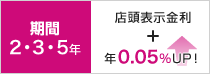 期間2・3・5年 店頭表示金利+年0.05%UP!