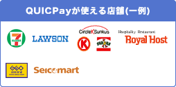 QUICPayがつかえるコンビニエンスストア（一例）