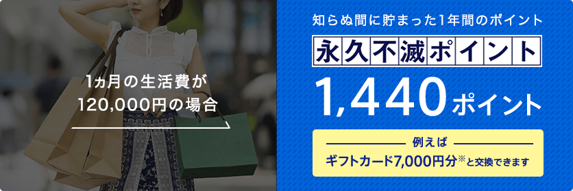 知らぬ間に貯まった1年間のポイント永久不滅1,440ポイント