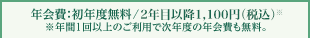年会費：初年度無料/2年目以降1,000円（税抜）※