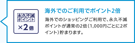 海外でのご利用でポイント2倍