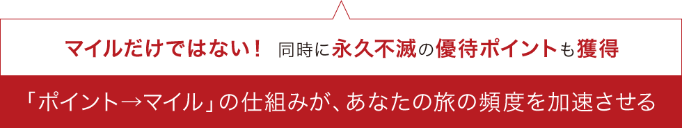 マイルだけではない！ 同時に永久不滅の優待ポイントも獲得「ポイント→マイル」の仕組みが、あなたの旅の頻度を加速させる