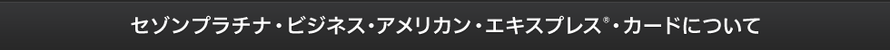 セゾンプラチナ・ビジネス・アメリカン・エキスプレス・カードについて