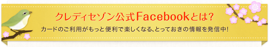 クレディセゾン公式Facebookとは？ カードのご利用がもっと便利で楽しくなる、とっておきの情報を発信中！
