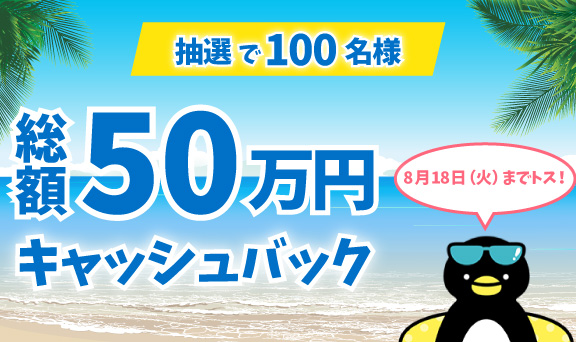 抽選で100名様に総額50万円キャッシュバック！｜クレジットカードは