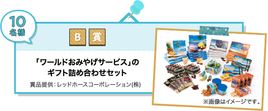 B賞：「ワールドおみやげサービス」のギフト詰め合わせセット