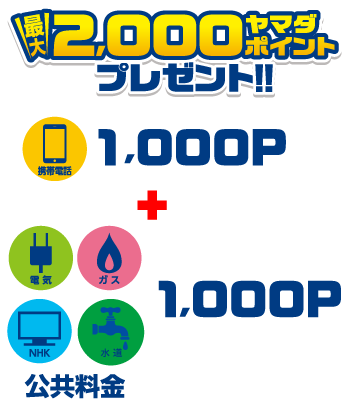 最大2,000ヤマダポイントプレゼント