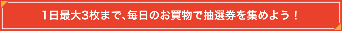 1日3枚×1ヶ月の日数の抽選券を貯めよう！