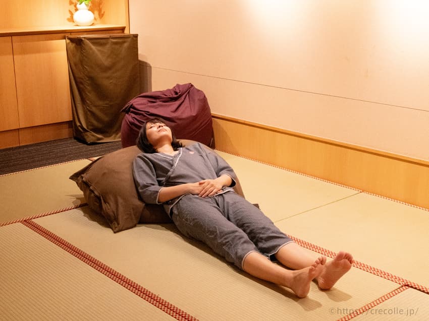 お風呂を頂いたら、界恒例の湯上がり処で一服。