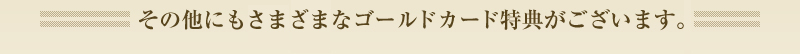 その他にもさまざまなゴールドカード特典がございます。