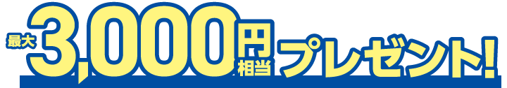 最大3,000円相当プレゼント！