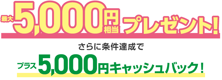 最大5,000円相当プレゼント！