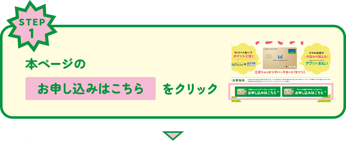 STEP1　本ページの お申し込みはこちら をクリック！