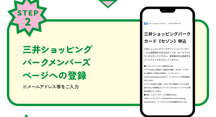 STEP2　三井ショッピングパークメンバーズページへの登録
