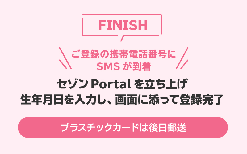 プラスチックカードは後日郵送