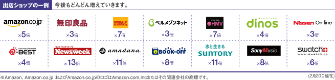 出店ショップの一例　今後もどんどん増えていきます。