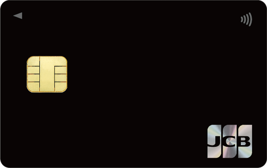 「DMM JCBカード」のカードデザイン。右上にタッチ決済のロゴ、右下にJCBのロゴが記載されている。