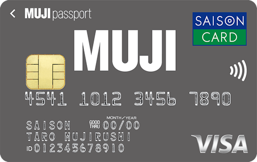 「MUJI Card」のカードデザイン。グレーの背景に、中央に白色のMUJIのロゴが記載されている。