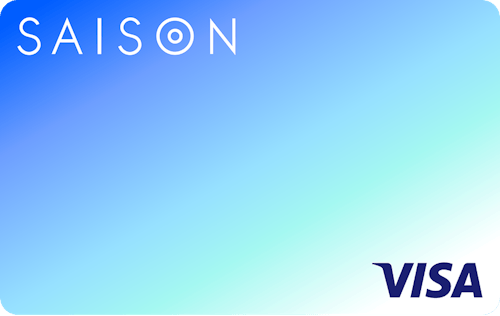 「SAISON CARD Digital すぐ借り」の着せ替えカードデザイン。青色の背景に左上に白色のSAISONのロゴ。ロゴの下に青色で名義人名の記載が記載されている。クレジットカード番号や有効期限の記載はない。
