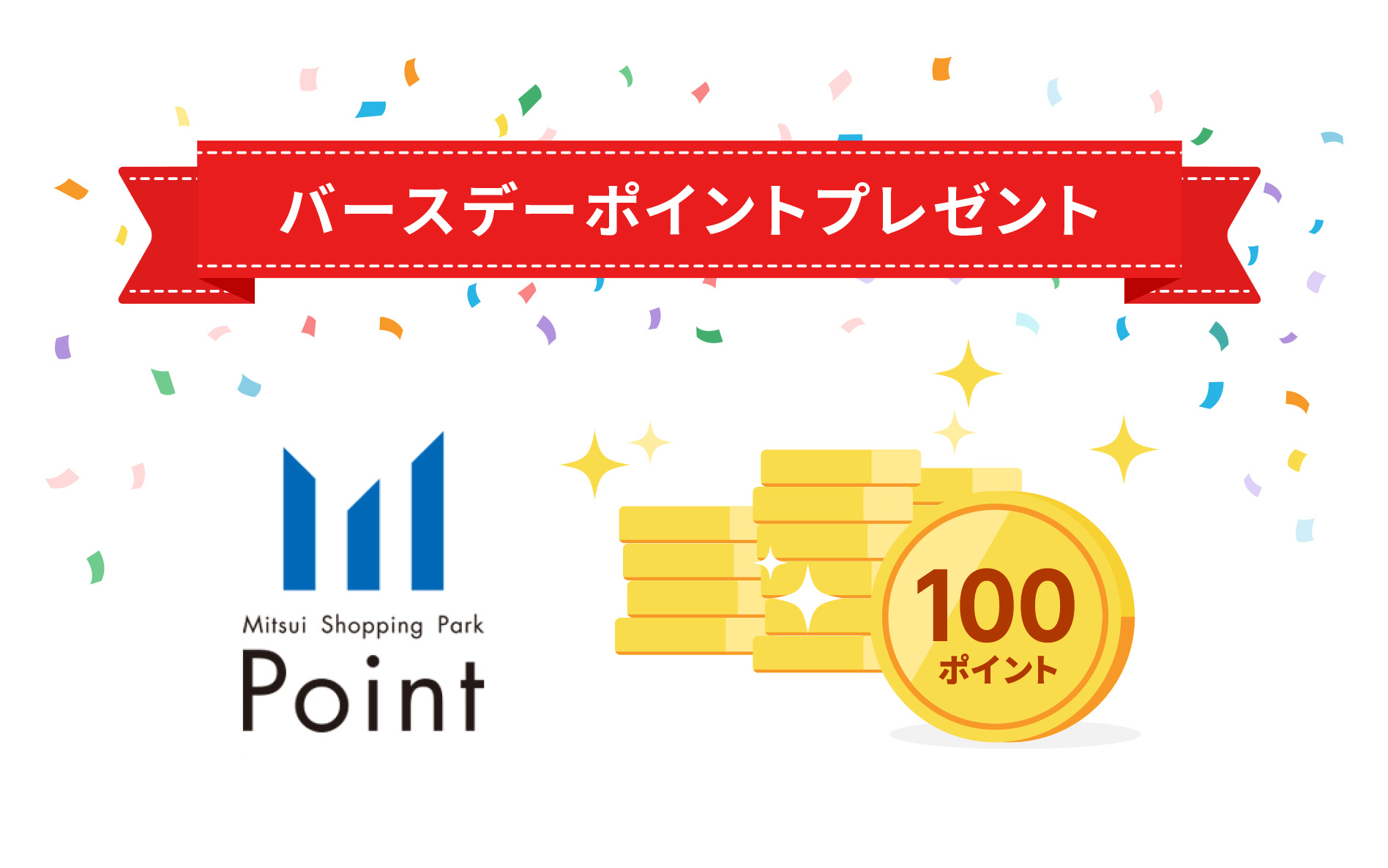 バースデーポイントプレゼント Mitsui Shopping Park Point 100ポイント