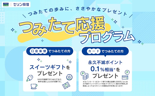 セゾン投信つみたての歩みに、ささやかなプレゼント！つみたて応援プログラム