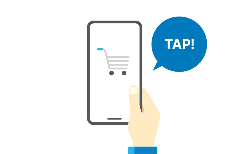 オンラインショップで商品を選び、買い物をしている様子