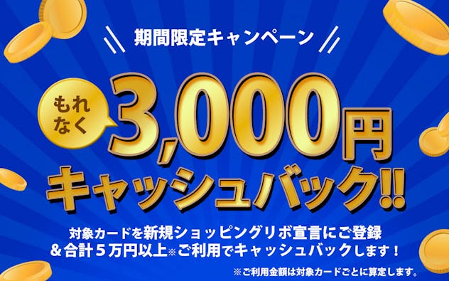 期間限定キャンペーンもれなく3000円キャッシュバック！
