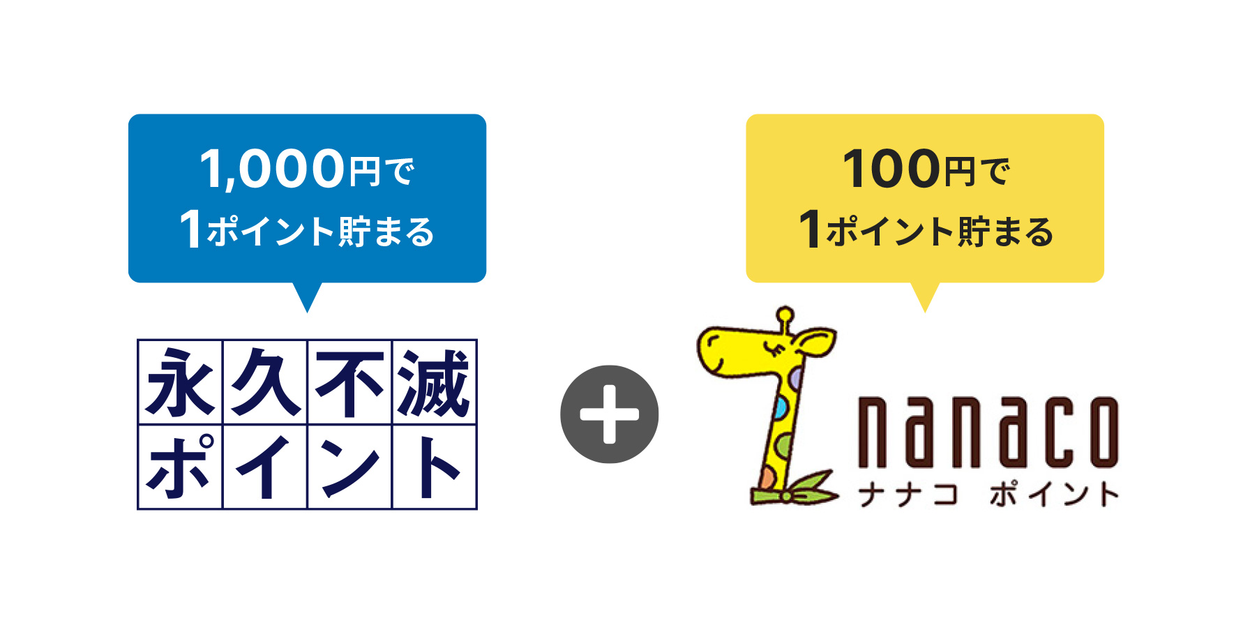 1000円で1ポイント貯まる永久不滅ポイント＋100円で1ポイント貯まるnanacoポイント