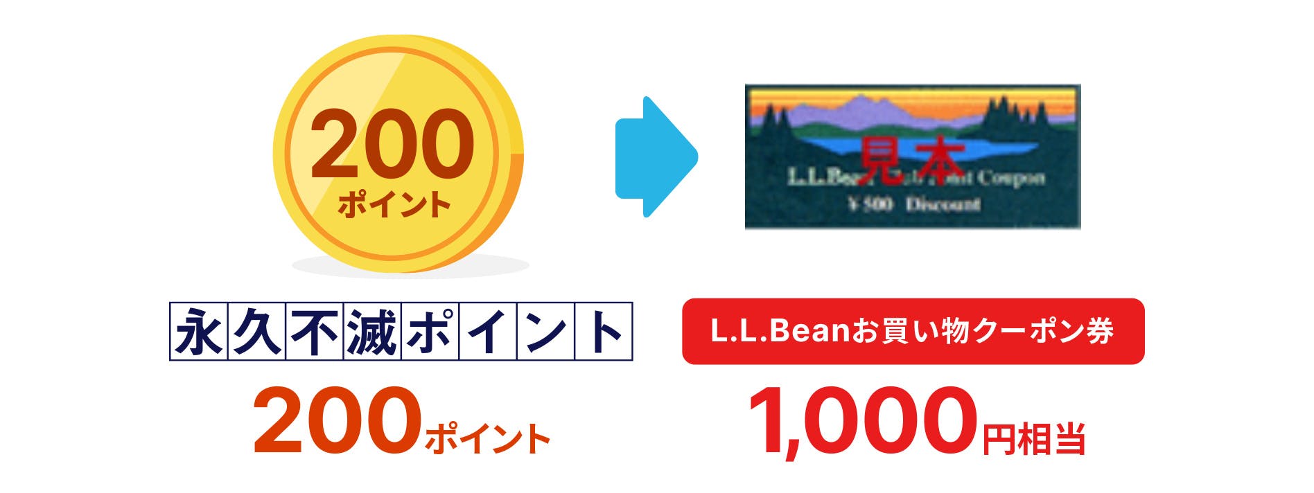永久不滅ポイント200ポイントがL.L.Beanお買い物クーポン券1000円相当に