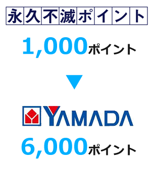 永久不滅ポイント1,000ポイント ▶ ヤマダポイント6,000ポイント