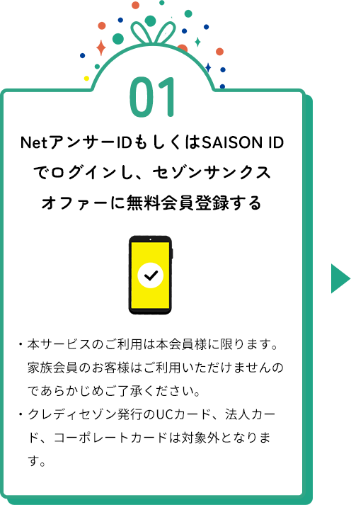 NetアンサーでIDでログインし、セゾンサンクスオファーに無料会員登録する