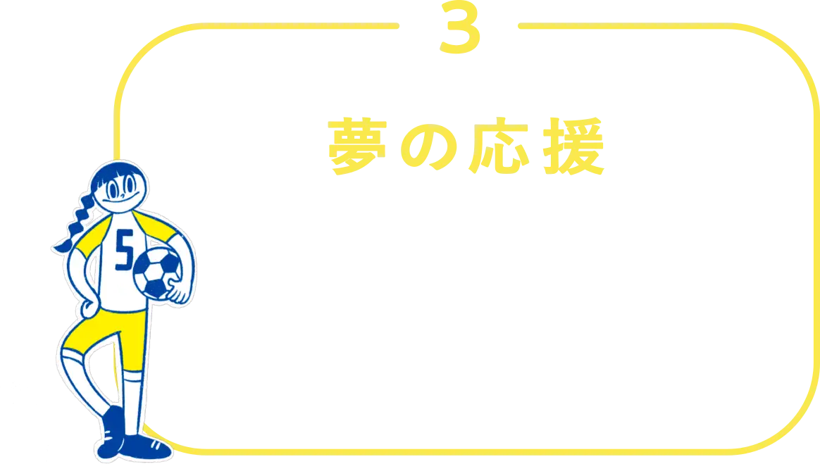 3 夢の応援 あなたの夢を応援します! 夢の主役となるあなたの挑戦を実現するために専門チームがとことんサポートし、応援します。