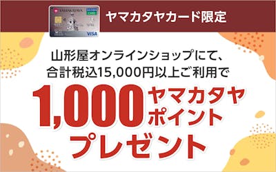 山形屋オンラインショップにて合計税込15,000円以上ご利用で、ヤマカタヤポイント1,000ポイントプレゼント