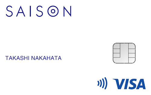 「SAISON CARD Digital」のカードデザイン。白色の背景に左上に青色のSAISONのロゴ。ロゴの下に青色で名義人名の記載が記載されている。クレジットカード番号や有効期限の記載はない。