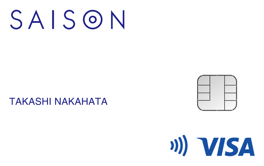「SAISON CARD Digital」のカードデザイン。白色の背景に左上に青色のSAISONのロゴ。ロゴの下に青色で名義人名の記載が記載されている。クレジットカード番号や有効期限の記載はない。