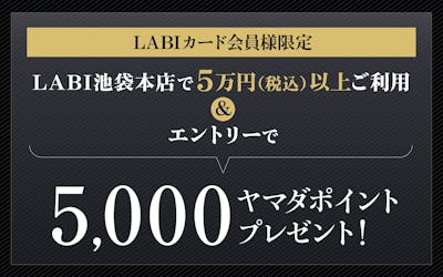【LABI池袋本店限定】LABIカードご利用で5,000ヤマダポイントプレゼント! ※要エントリー