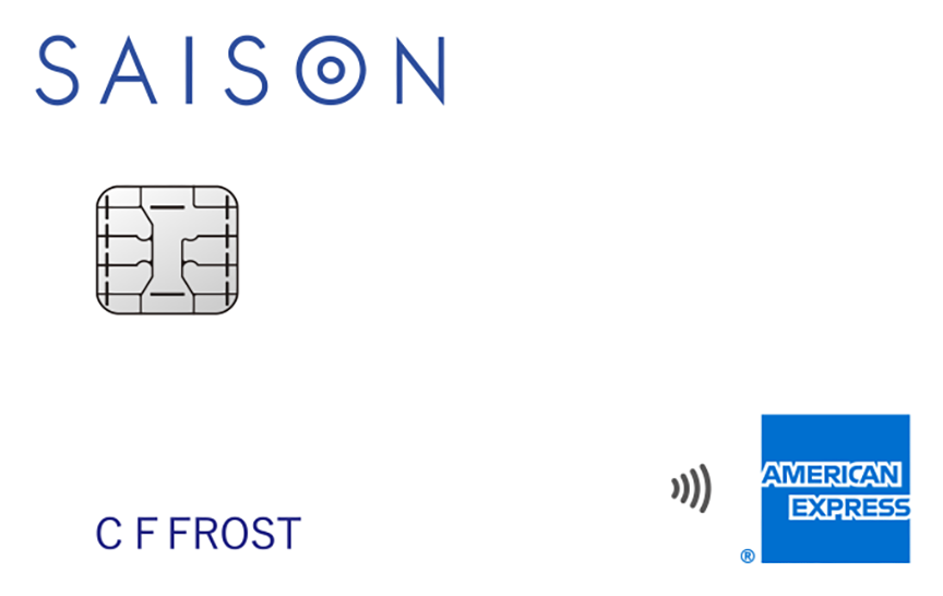 「SAISON CARD Digital」のカードデザイン。白色の背景に左上に青色のSAISONのロゴ。ロゴの下に青色で名義人名の記載が記載されている。クレジットカード番号や有効期限の記載はない。